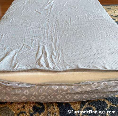 The Inside And Bottom Of The FurHaven Nest-Top Sofa Bed